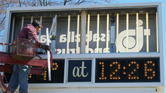 Mike installing replacement bulbs